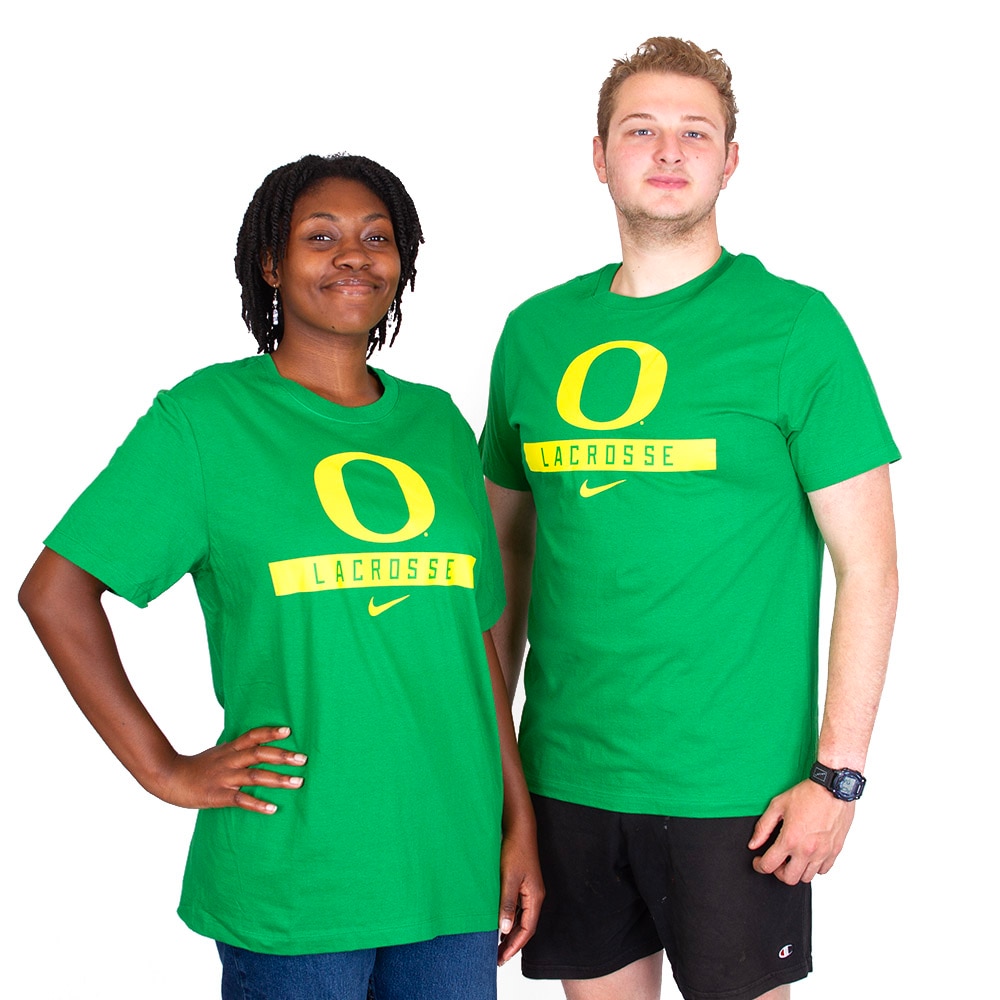 Classic Oregon O, Nike, Green, Crew Neck, Cotton, Men, Unisex, Lacrosse, Basic, T-Shirt, 906450
